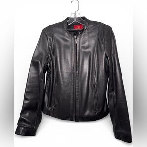 Cole Haan Women’s Black Lambskin Leather Moto Jacket Small